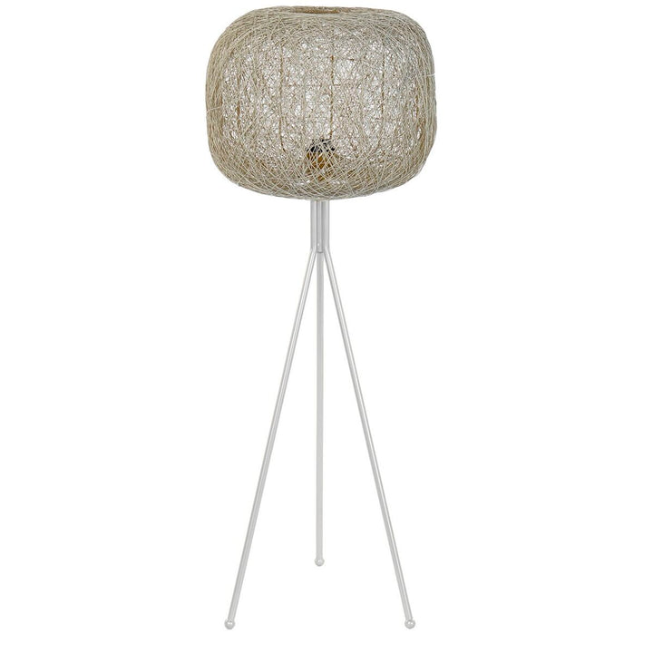 DKD Home Stehlampe mit gewebtem Schirm und weißem Dreibeinstativ - homely Family Shop