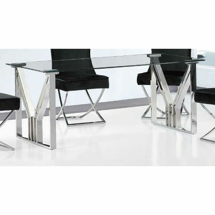 DKD Home Esstisch aus Kristall und Stahl mit V-förmigen Beinen - homely Family Shop