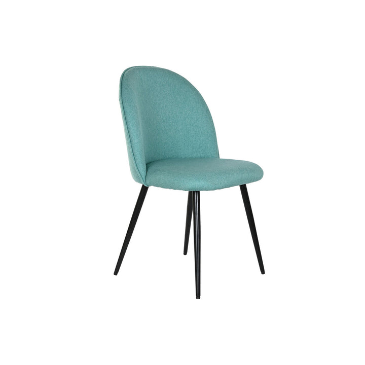 DKD Home Esszimmerstuhl mit blauem Stoff und schwarzen Beinen - homely Family Shop