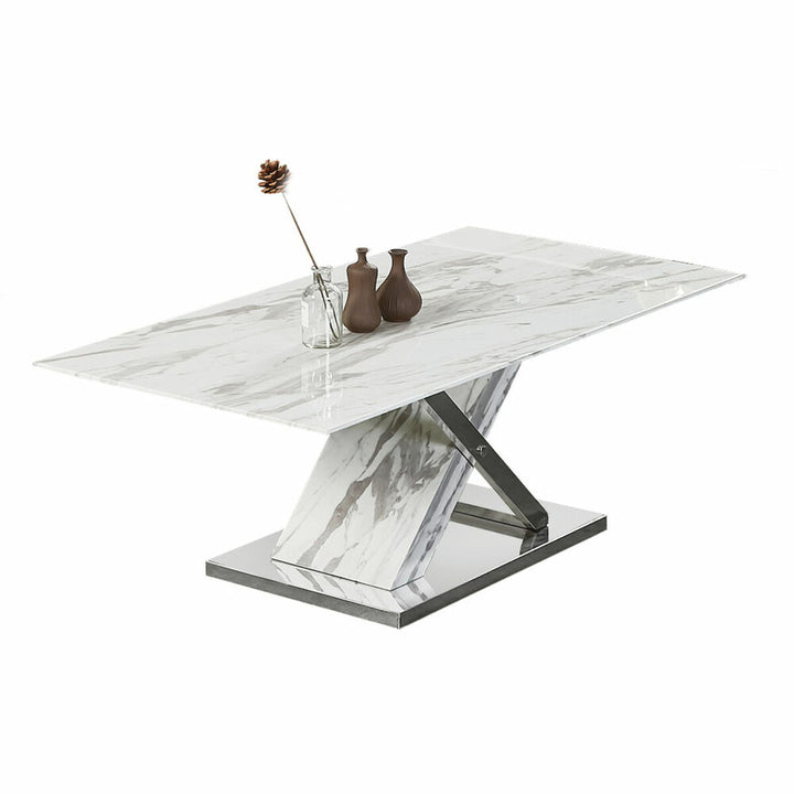 DKD Home Esstisch mit Marmorplatte, Stahlgestell in Silber und Grau - homely Family Shop