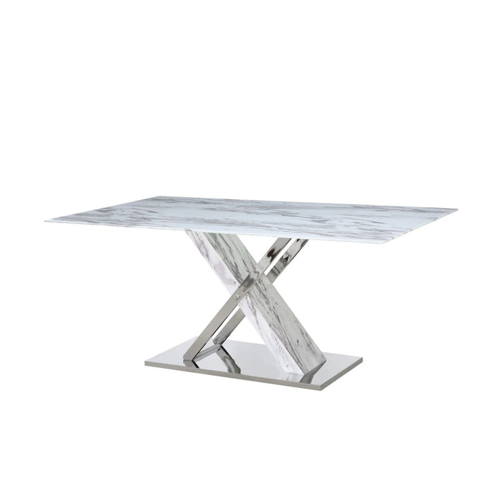 DKD Home Esstisch mit Kristallplatte und Stahlfuß in Silber/Grau - homely Family Shop