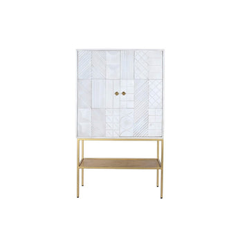 DKD Sideboard: Weißes Muster, goldenes Metall und Mangoholz. - homely Family Shop