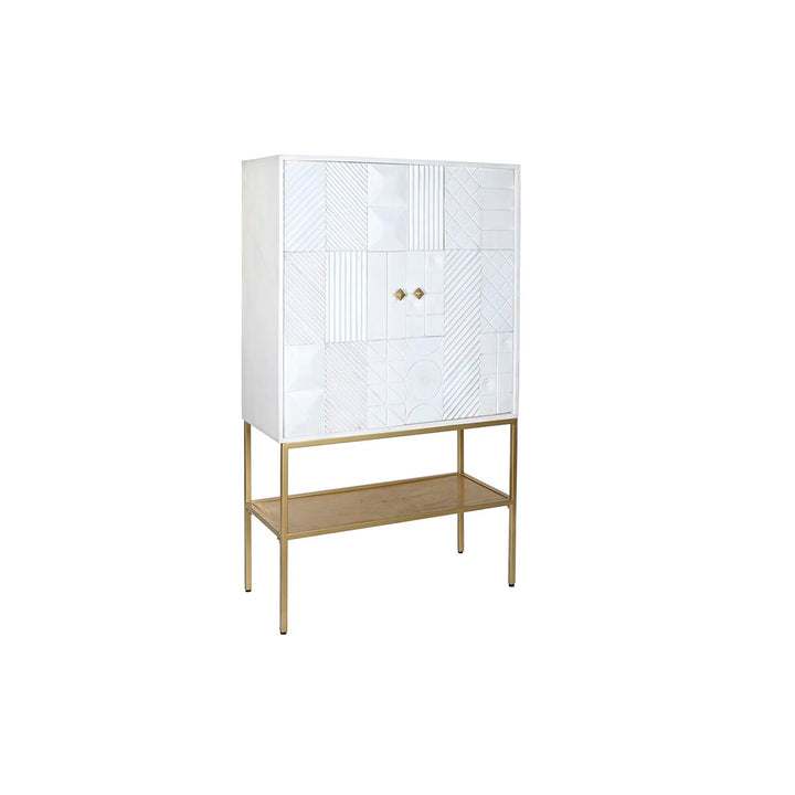 Weiße Anrichte mit Gold und Mango-Holz, geometrische Muster - homely Family Shop