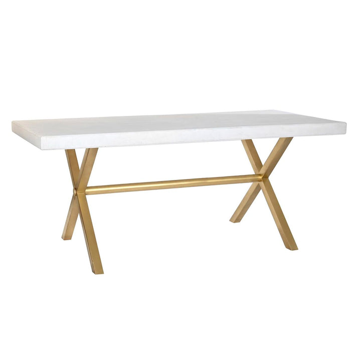 DKD Esstisch mit gold Messing Gestell und weißer Mango-Holz Platte - homely Family Shop