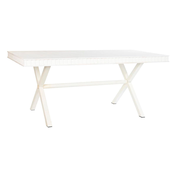 Weißer Esstisch mit Mango-Holz und Metall, 180 cm - homely Family Shop