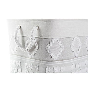 Grauer Baumwollkorb mit Seilgriffen und Muster - DKD Home Family Shop