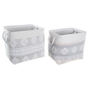 DKD Home Korb-Set aus Baumwolle mit Deko Muster und Seilgriffe - homely Family Shop