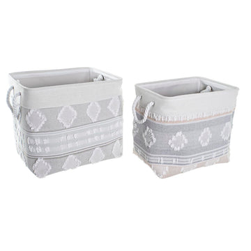 DKD Home Korb-Set aus Baumwolle mit Deko Muster und Seilgriffe - homely Family Shop