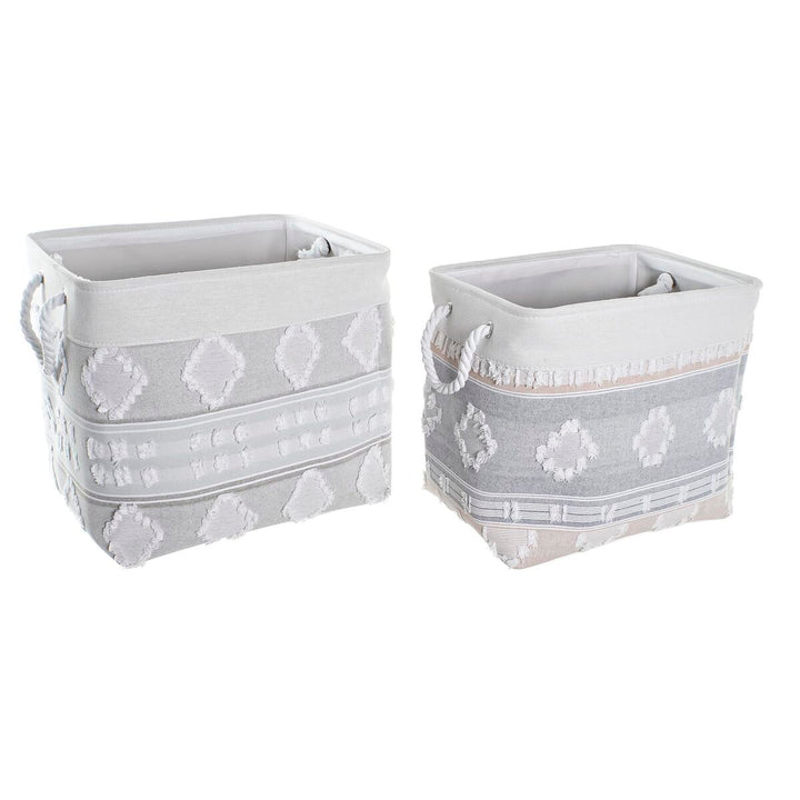 DKD Home Korb-Set aus Baumwolle mit Deko Muster und Seilgriffe - homely Family Shop