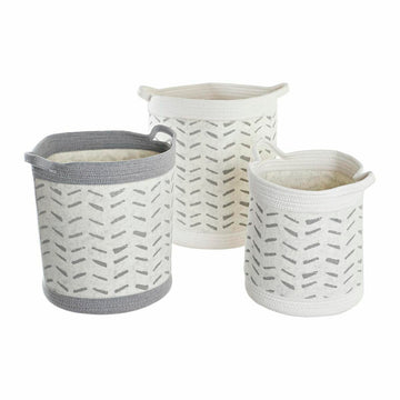 DKD Home Decor Korb Set aus Baumwolle mit grauem Muster - homely Family Shop