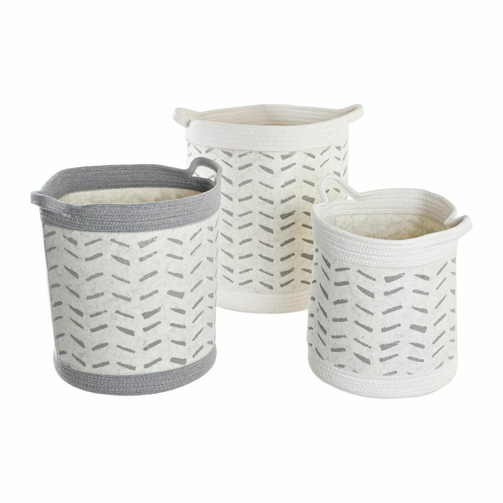 DKD Home Decor Korb Set aus Baumwolle mit grauem Muster - homely Family Shop