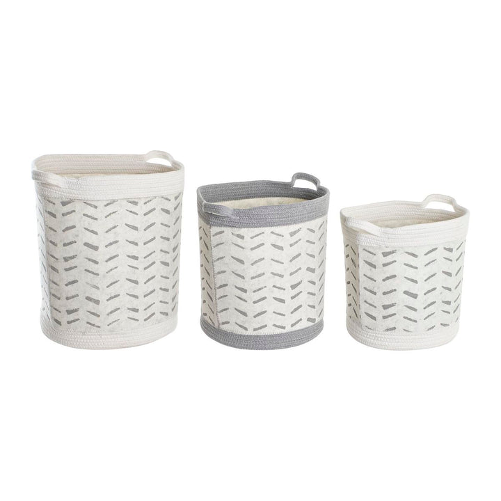 DKD Home Dekor Korb-Set aus Baumwolle mit grauem Muster - homely Family Shop
