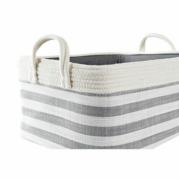 DKD Home Decor Korb mit grauen Streifen und Baumwollgriffen - homely Family Shop