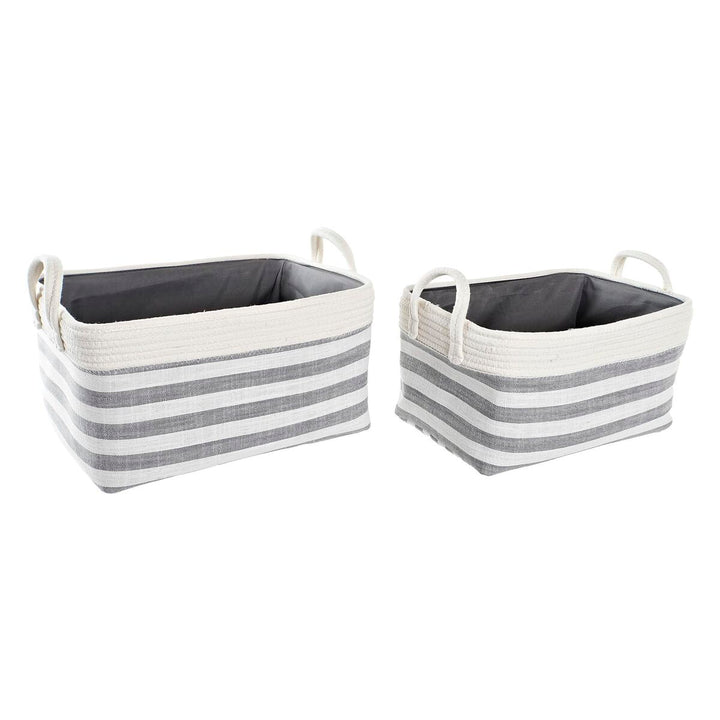 Graue Streifen Baumwollkörbe von DKD Home Decor, 2 Stück - homely Family Shop