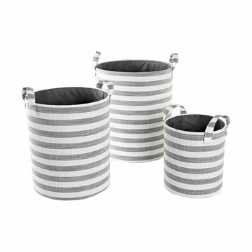 DKD Home Deko Korb-Set mit Streifen aus Baumwolle in Grau - homely Family Shop