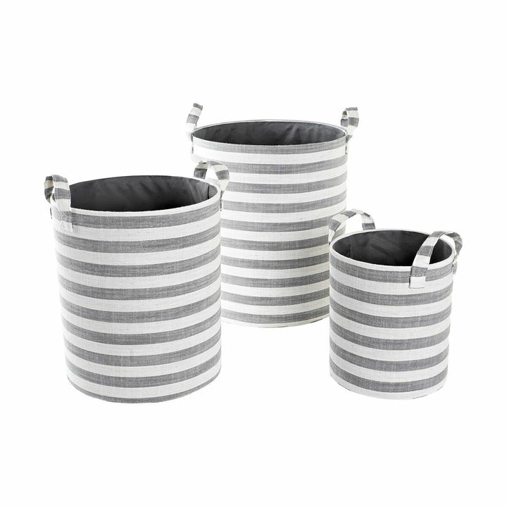 DKD Home Deko Korb-Set mit Streifen aus Baumwolle in Grau - homely Family Shop