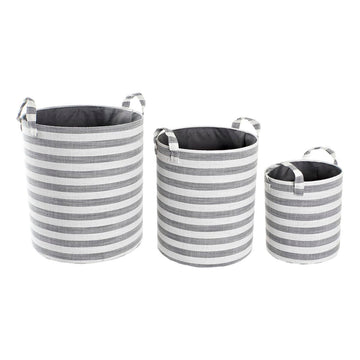 DKD Home Deko Korb-Set aus Baumwolle mit grauen Streifen - homely Family Shop