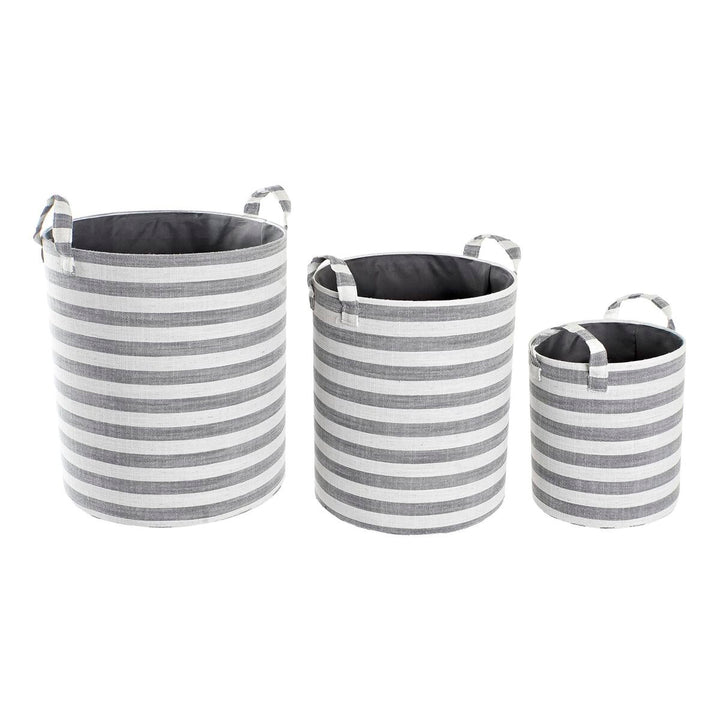 DKD Home Deko Korb-Set aus Baumwolle mit grauen Streifen - homely Family Shop