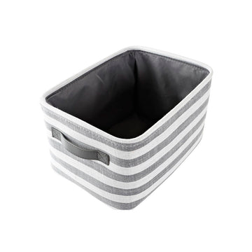 Gestreifter Baumwollkorb grau von DKD Home Decor mit Griffen - homely Family Shop