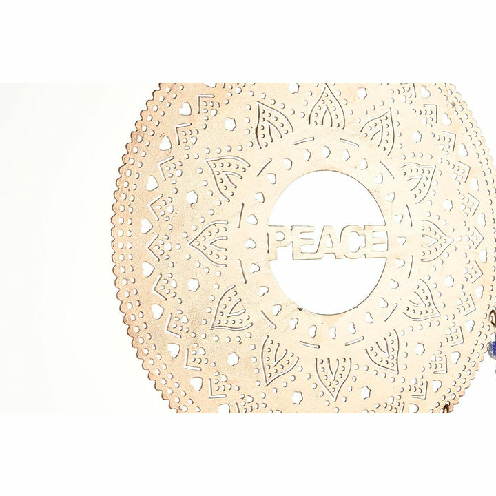 Goldene Deko-Figur mit Federn und PEACE Schriftzug - Homely Family Shop