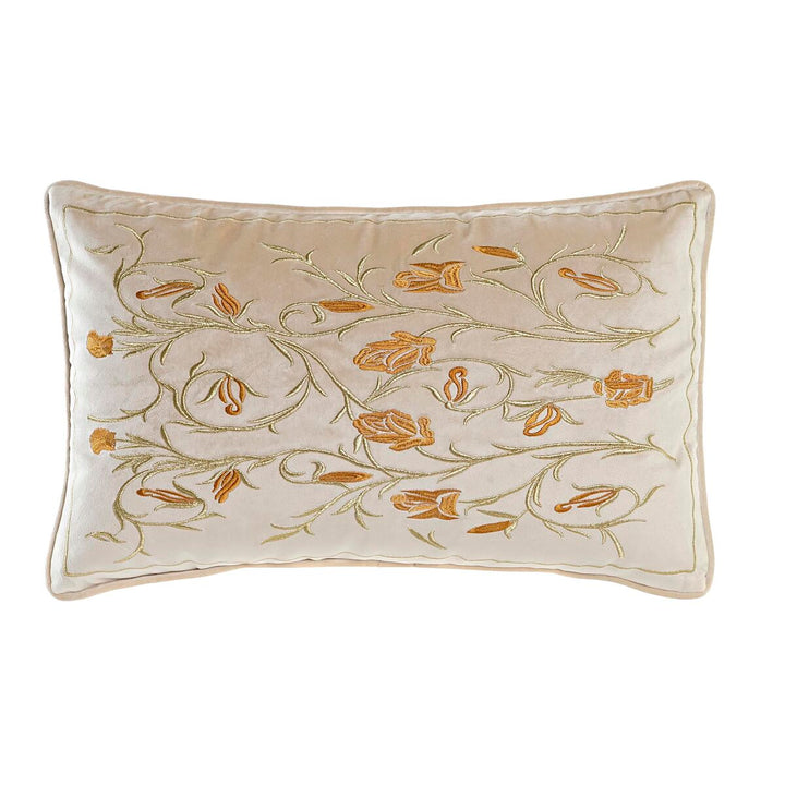 Goldenes DKD Home Decor Kissen mit Blumenmuster, 50x10x30 cm. Dekoratives Kissen.