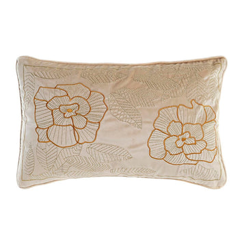 Goldenes Zierkissen mit Blumenmuster, DKD Home Decor Kissen, 50 x 10 x 30 cm.