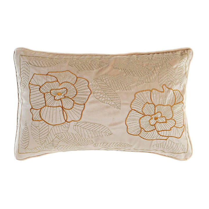 Goldenes Zierkissen mit Blumenmuster, DKD Home Decor Kissen, 50 x 10 x 30 cm.