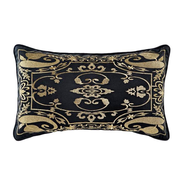 Schwarzes Kissen mit goldfarbenem, arabischem Muster bestickt, DKD Home Decor.