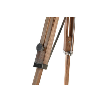 Detailaufnahme: Dekoratives Stativ aus Mango-Holz mit silberfarbenen Aluminium-Akzenten im traditionellen Design.