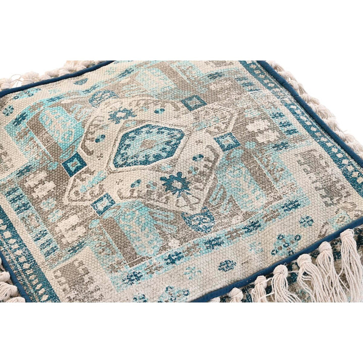 Detailansicht des blauen Casablanca Puff mit Fransen - Homely Family Shop