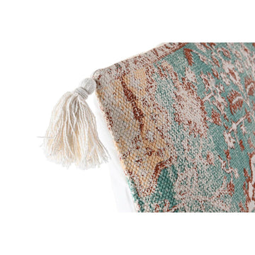 Detailansicht des blauen Kissens 'Fez' von DKD Home Decor mit Quaste und Farbmuster.