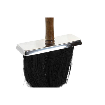 DKD Home Decor Kaminbürste aus Edelstahl mit Mangoholzgriff und schwarzen Borsten.