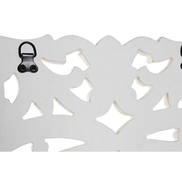 Weiße MDF Wanddeko mit Spiegel und Ausschnittmuster - DKD Home Decor