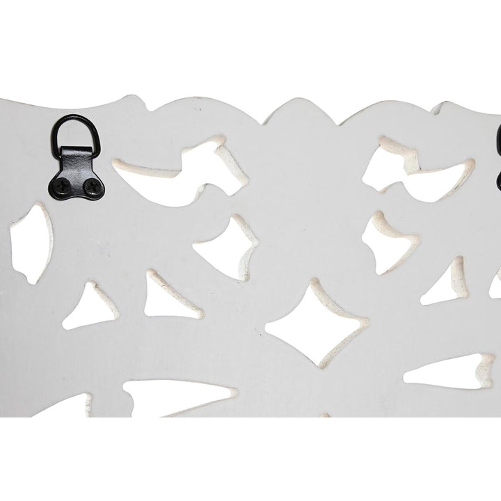 Weiße MDF Wanddeko mit Spiegel und Ausschnittmuster - DKD Home Decor