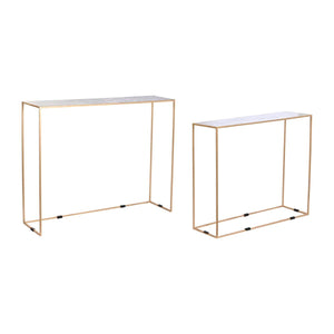 DKD Home Deko Tisch Set, Gold Rahmen, weiße Tischplatte - homely Family Shop