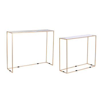 DKD Home Deko Tisch Set, Gold Rahmen, weiße Tischplatte - homely Family Shop