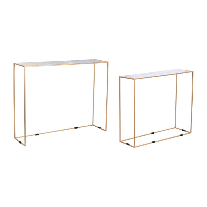 DKD Home Deko Tisch Set, Gold Rahmen, weiße Tischplatte - homely Family Shop