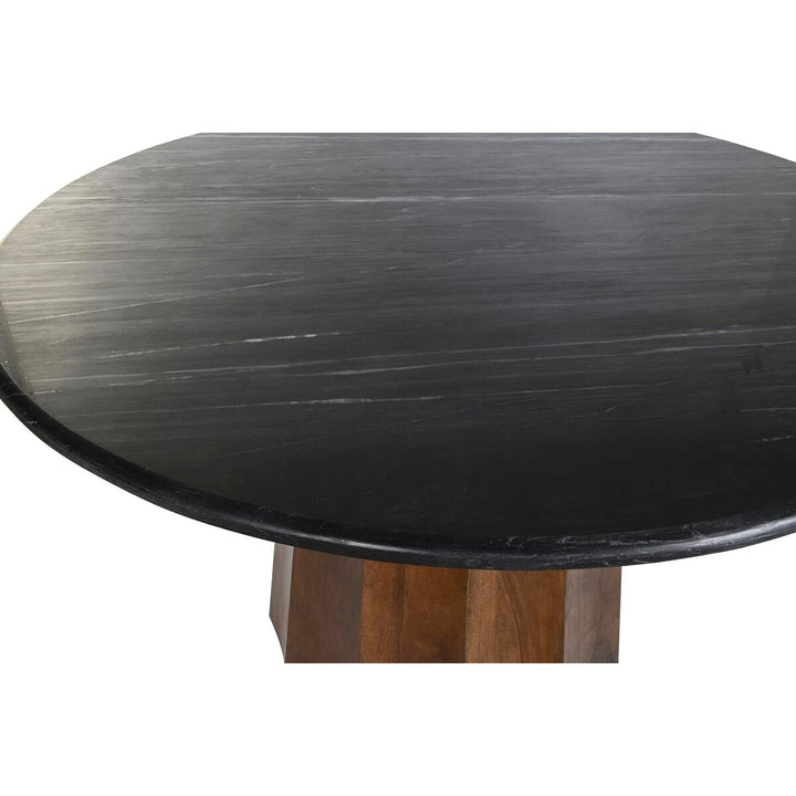 Runder Esstisch mit schwarzer Marmorplatte und Mango-Holz Basis - homely Family Shop