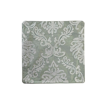 Mintfarbener Kissenbezug mit floralem Muster, 50x50 cm. Dekorativer Bezug für Kissen.