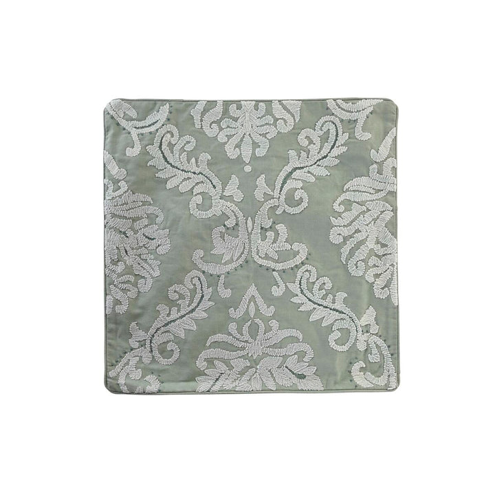 Mintfarbener Kissenbezug mit floralem Muster, 50x50 cm. Dekorativer Bezug für Kissen.