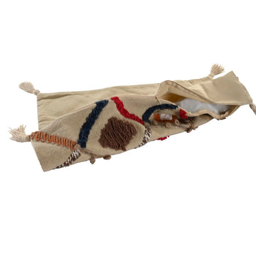 Bunter Kissenbezug von DKD Home Decor mit abstraktem Muster und Quasten.