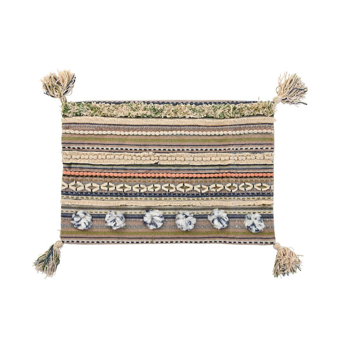 Bunter Kissenbezug von DKD Home Decor mit Fransen und dekorativen Quasten.