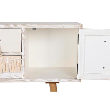 DKD Home Decor Anrichte aus Tanne und Baumwolle in Weiß mit offenem Fach - homely Family Shop