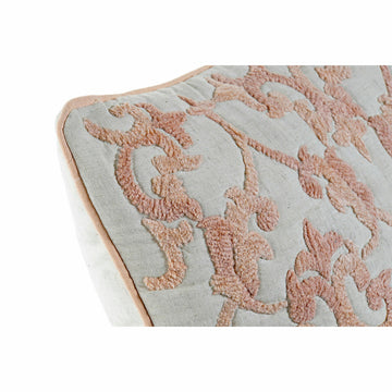Beiges Kissen mit traditionellem, erhabenem Blumenmuster. Dekokissen mit Textur.