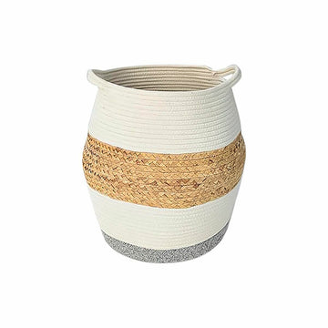 Weißer Korb mit Naturfaser Details von DKD Home Decor - homely Family Shop