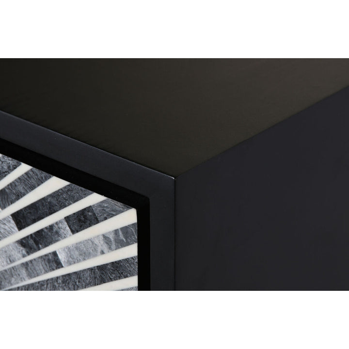 Nahaufnahme: Schwarzes Sideboard mit Knochenmuster - DKD Home Decor