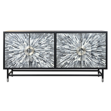 DKD Home Decor Anrichte mit Knochen Harz Dekor in Schwarz und Grau - homely Family Shop