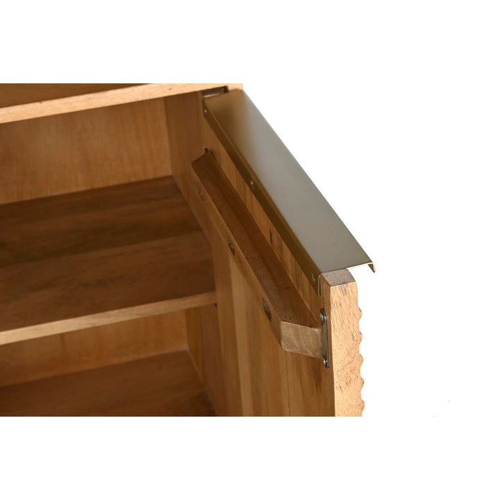 Nahaufnahme Regal aus Mango-Holz mit goldenen Details - homely Family Shop
