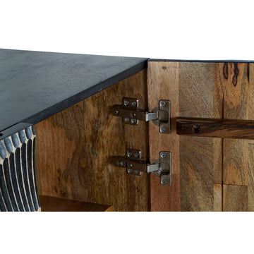 Detailansicht Anrichte: Holz, schwarze Oberfläche, goldene Akzente - homely Family Shop
