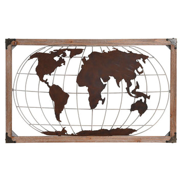 Deko Weltkarte aus Metall und Kiefernholz mit Kupfer Finish - homely Family Shop